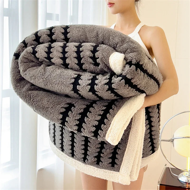 Haven Plush Striped Blanket