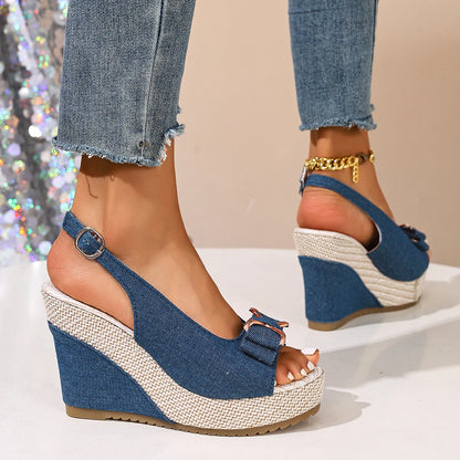 Camila Denim Wedges